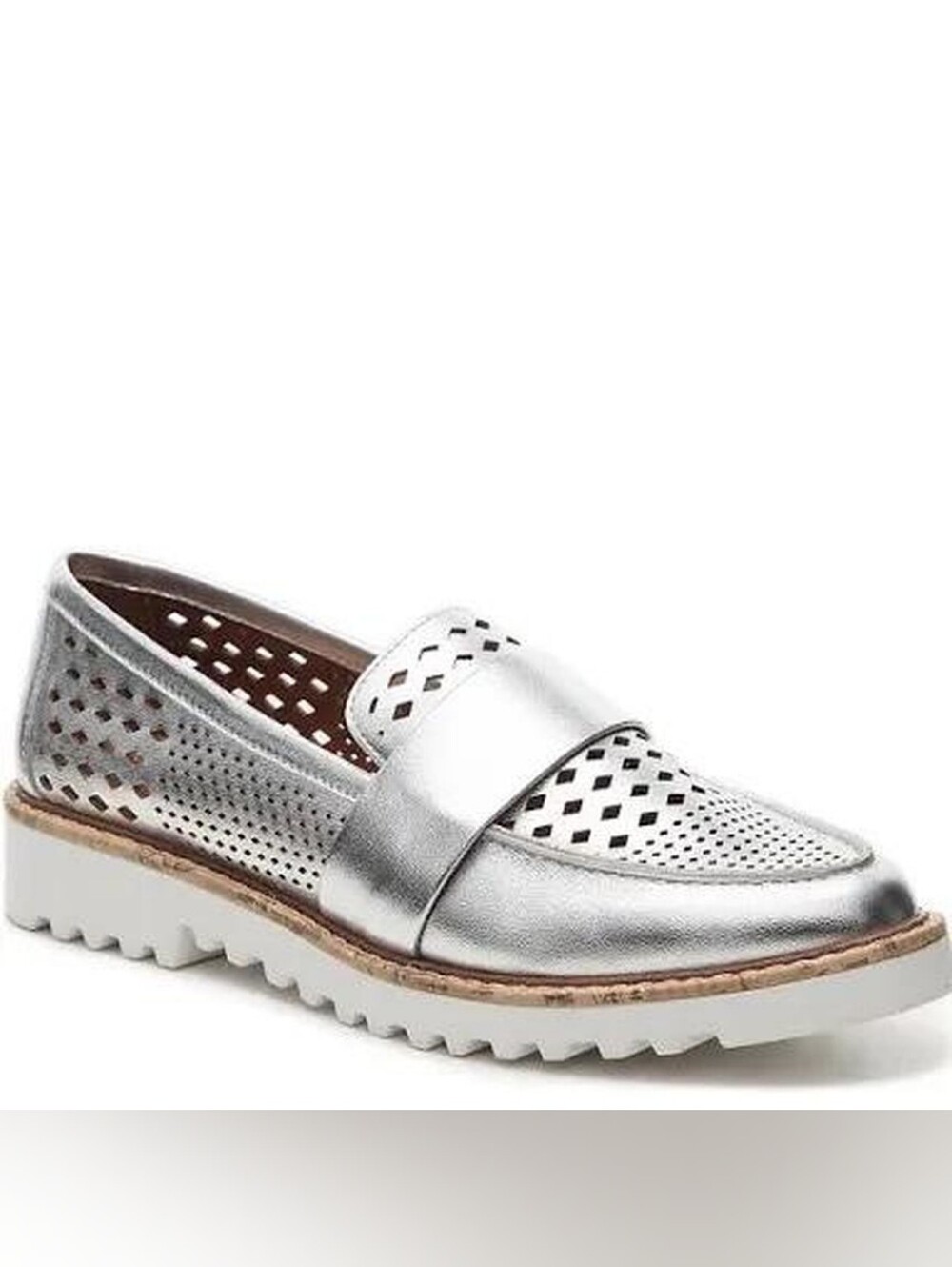 Crown Vintage Miaa Faux Leather Slip-on Silver Loafer - Size 8